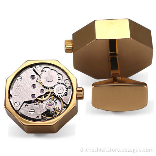 Factory Custom Men's Steampunk Cufflinks, Stainless Steel Watch Cufflinks For Mens Shirts